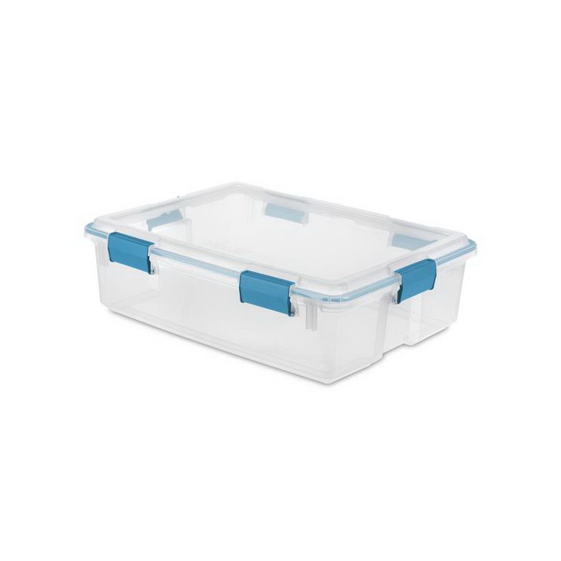 Sterilite 19314304 Gasket Box, 37 qt, Latches Locking, Plastic, Blue Aquarium Blue Aquarium