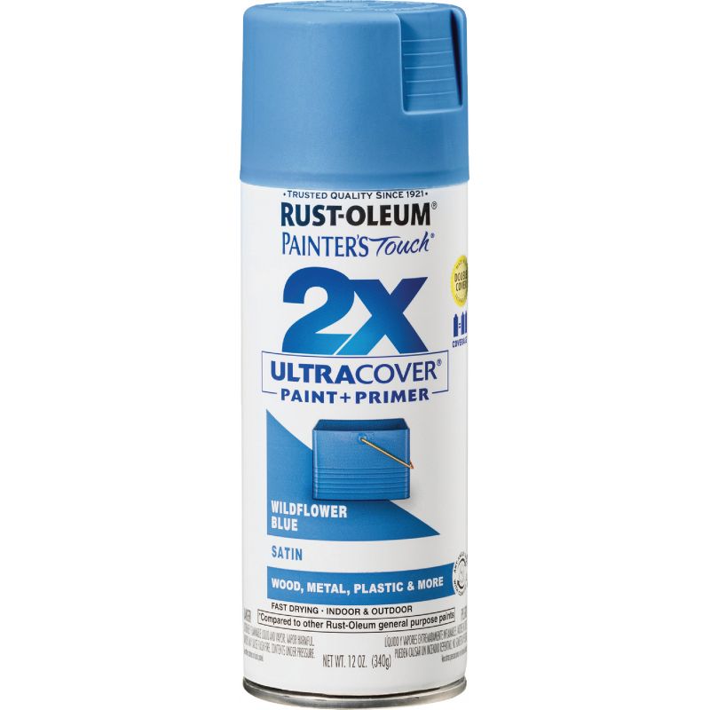 Rust-Oleum Painter&#039;s Touch 2X Ultra Cover Paint + Primer Spray Paint Wildflower Blue, 12 Oz.
