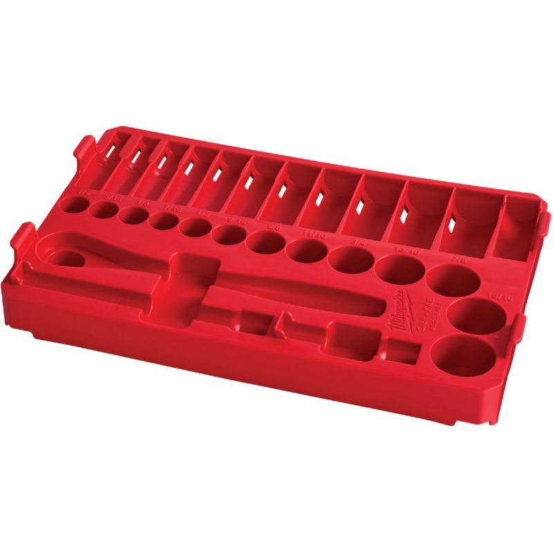 Milwaukee 28-Piece 3/8 In. Drive SAE PACKOUT Tray Ratchet &amp; Socket Holder