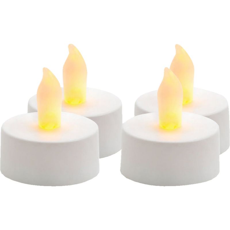 Inglow 1.25 In. Dia. White Plastic Tea Light LED Flameless Candle Set White