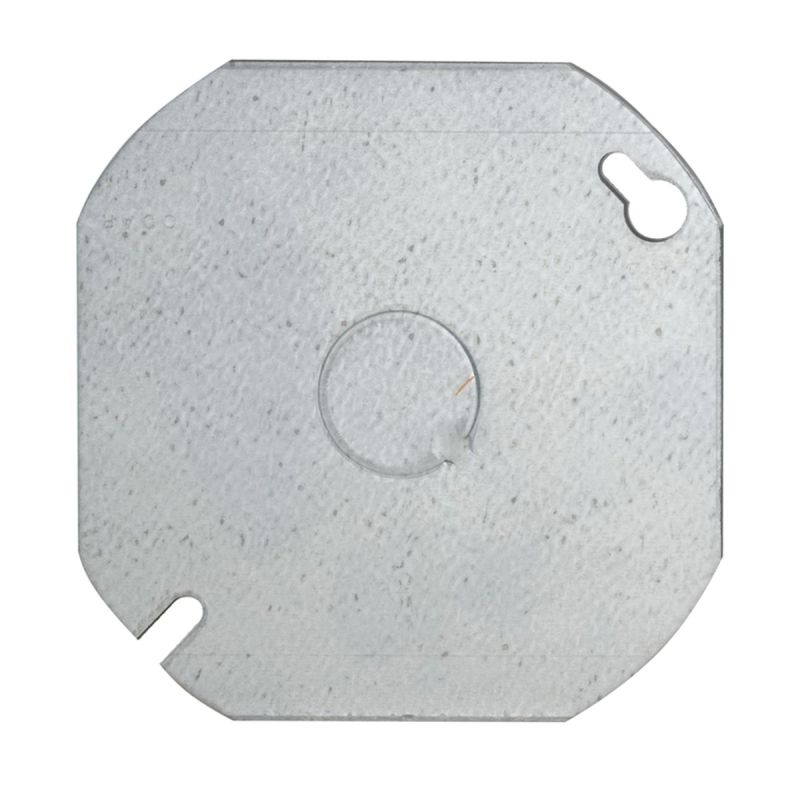 Raco 724 Box Cover, 4 in Dia, 0.063 in L, 3.63 in W, Octagonal, 1-Gang, Steel, Gray, Pre-Coated Zinc Gray