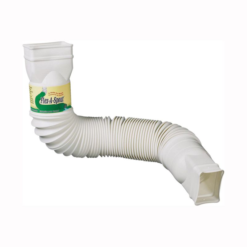 Amerimax Flex-A-Spout 85510 Downspout Extension, 22 to 55 in L Extended, Vinyl, White White