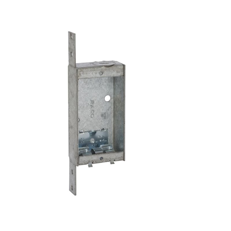 Raco 404 Switch Box, 1-Outlet, 1-Knockout, 1/2 in Knockout, Steel, Gray, Galvanized, Bracket Gray