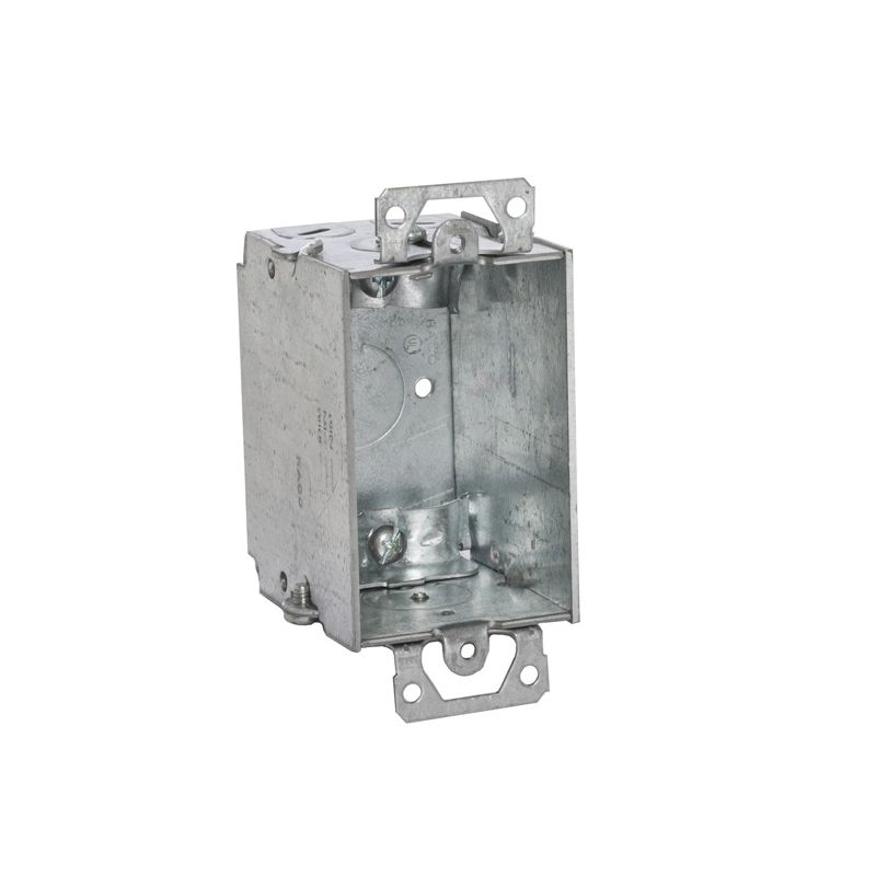 Raco 519 Switch Box, 1-Gang, 5-Knockout, 1/2 in Knockout, Steel, Gray, Galvanized Gray