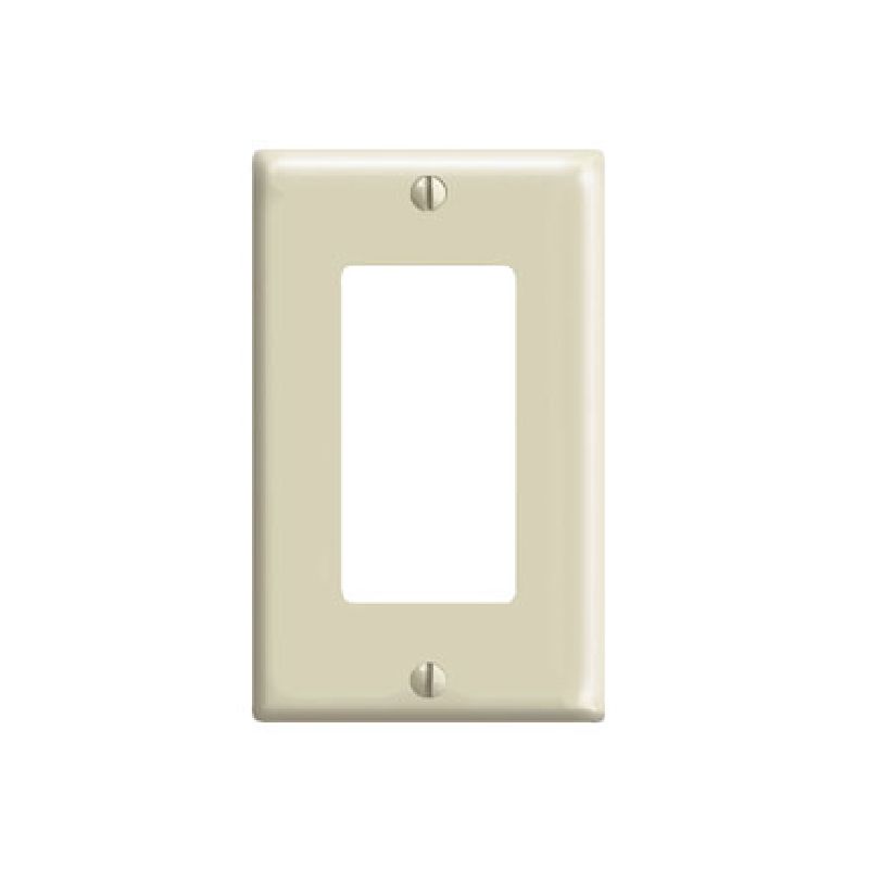 Leviton 80401-I Wallplate, 4-1/2 in L, 2-3/4 in W, 1-Gang, Thermoset Plastic, Ivory, Smooth Ivory