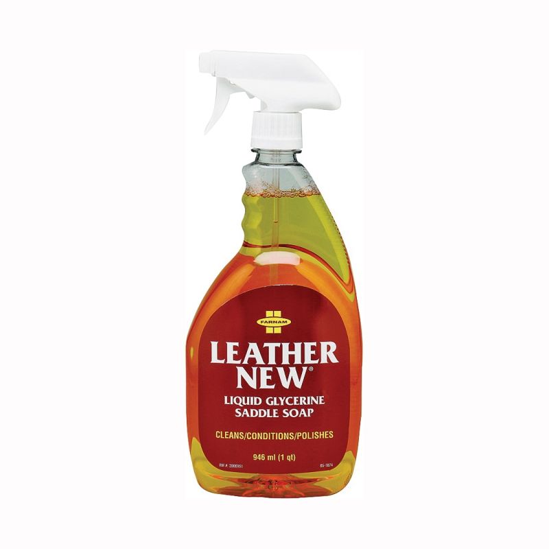 Farnam Leather New 32602 Easy-Polishing Saddle Soap, Liquid, Amber/Clear Yellow, 32 oz Bottle Amber/Clear Yellow