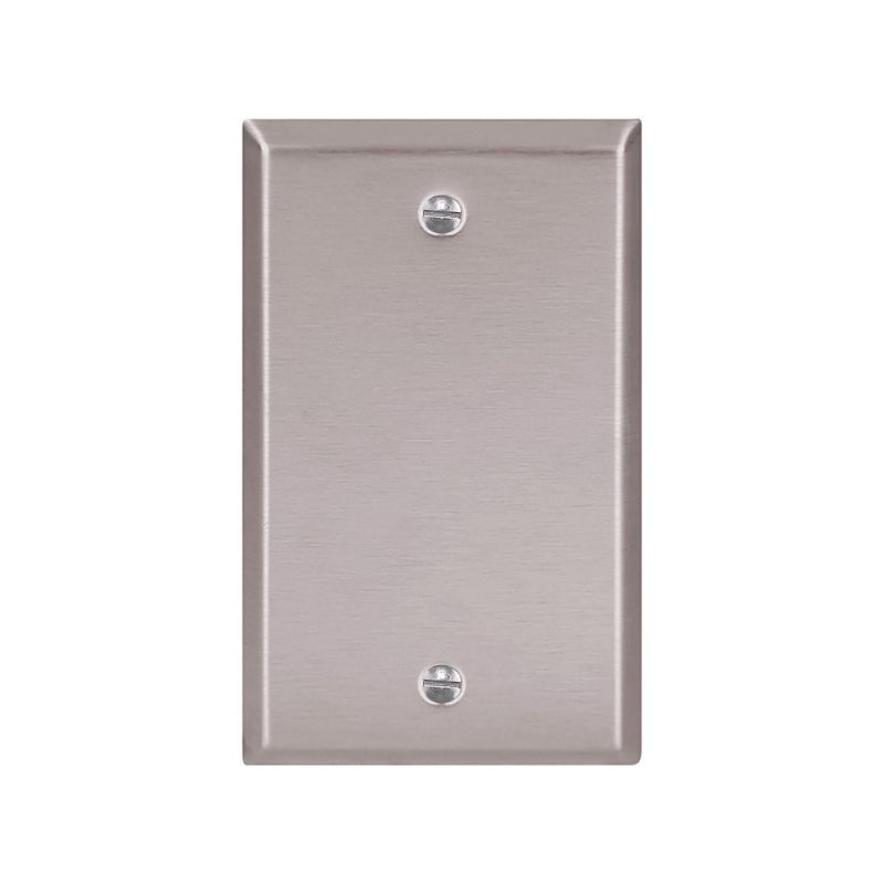 Eaton 93151-BOX1 Blank Wallplate, 4-1/2 in L, 2-3/4 in W, 0.032 in Thick, 1-Gang, Stainless Steel, Box Standard