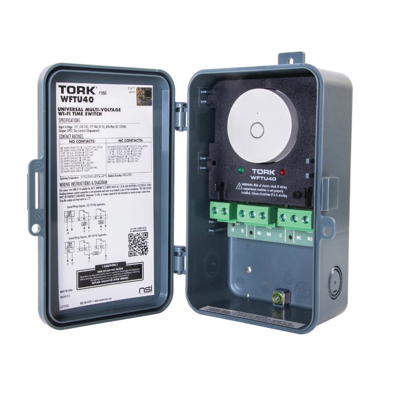Tork WFTU40 Digital Timer, 40 A, 120/277 VAC, 1 min to 23 hr 59 min Time Setting, 7 days Cycle