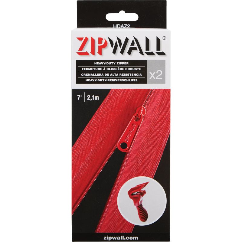 ZipWall Heavy-Duty Plastic Barrier Zipper 3 In. X 7 Ft., Red