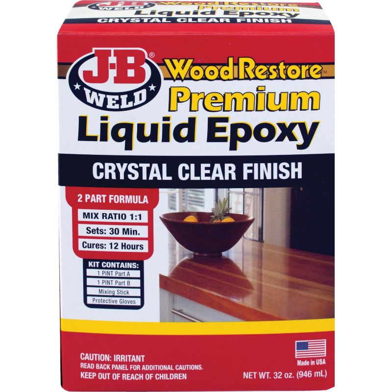 J-B Weld Wood Restore Premium Liquid Epoxy Clear, 32 Oz.