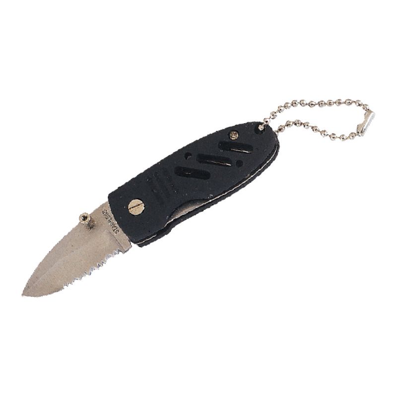 Vulcan W989 Key Chain, Bead Chain Ring, 4 in L Ring, Plastic Case, Black Body/Stainless Steel Blade