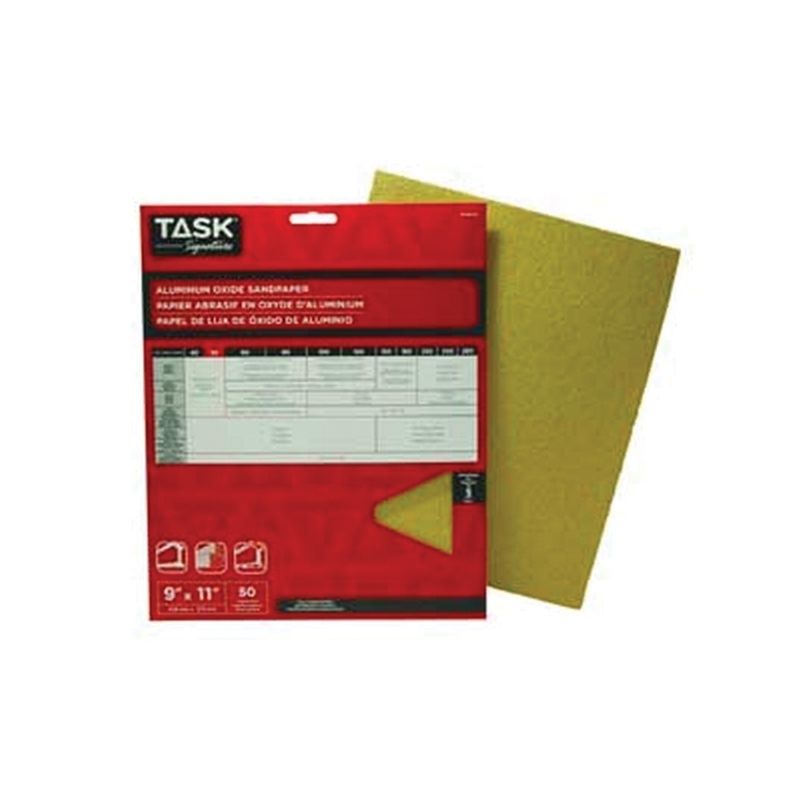 TASK Signature SAO16150 Sandpaper, 11 in L, 9 in W, Very Fine, 150 Grit, Aluminum Oxide Abrasive, Paper Backing