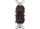 Leviton Shallow Grounded Duplex Outlet Brown, 15A (Pack of 10)