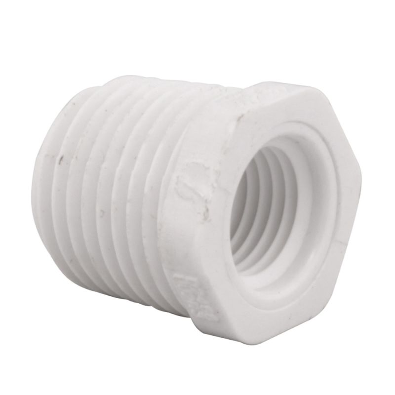 IPEX 435703 Pipe Reducing Bushing, 1-1/4 x 1/2 in, MPT x FPT, PVC, White, SCH 40 Schedule, 370 psi Pressure White