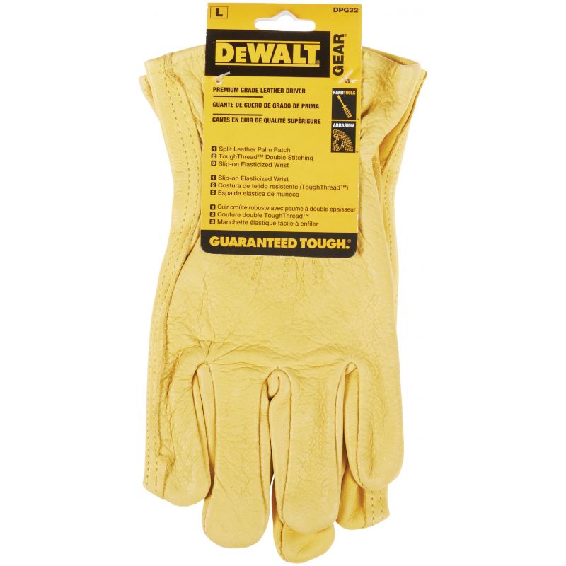 DeWalt Leather Driver Gloves L, Yellow