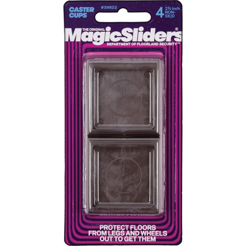 Magic Sliders Square Non-Skid Furniture Leg Cup 1-3/4 In., Brown
