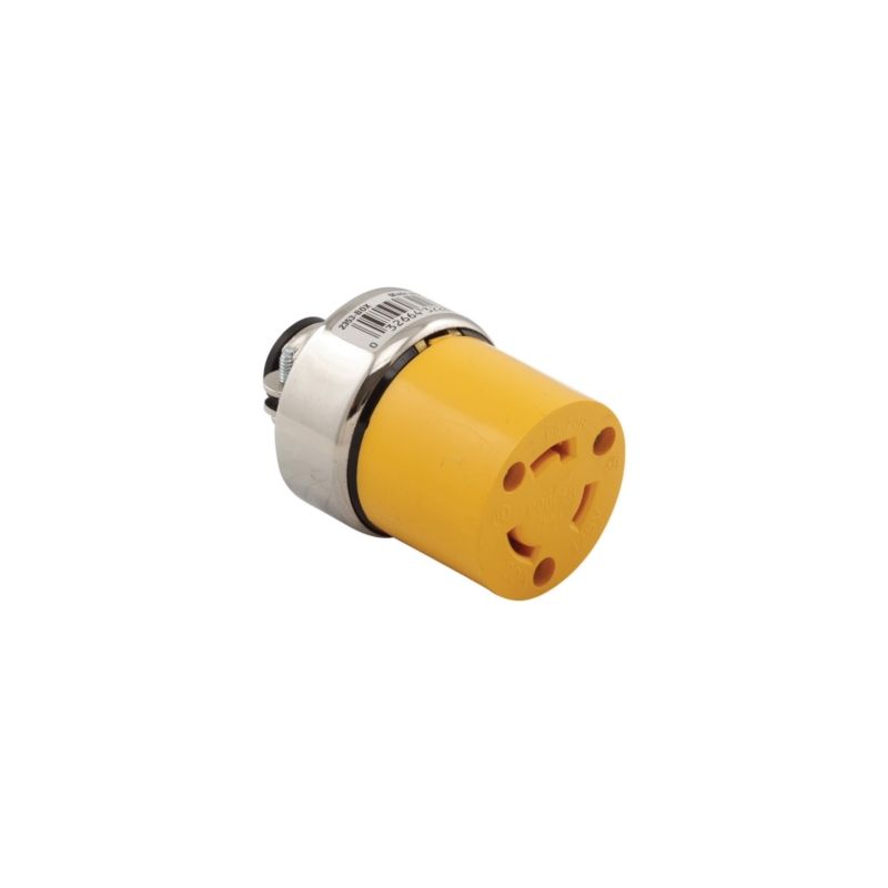 Arrow Hart 2353-BOX Locking Connector, 2 -Pole, 20 A, 125 V, NEMA: NEMA L5-20, Yellow Yellow