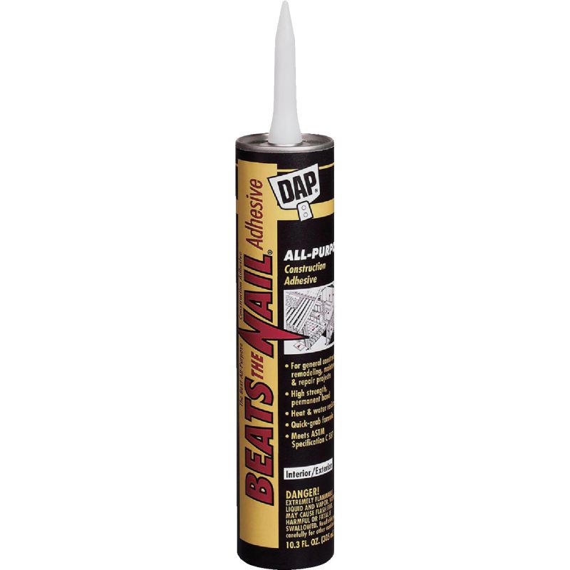 Dap Beats The Nail All-Purpose Construction Adhesive Gray, 10.3 Oz. (Pack of 24)