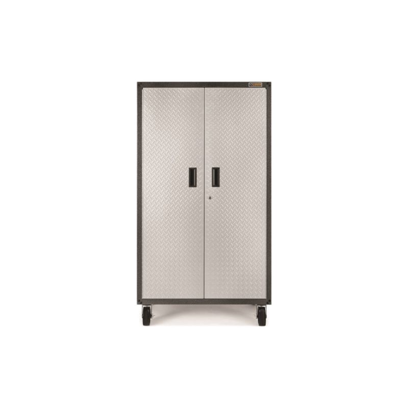 Gladiator GALG36CKXG Mobile Storage Cabinet, 225 lb, 5-Shelf, Steel, Silver Tread Silver Tread