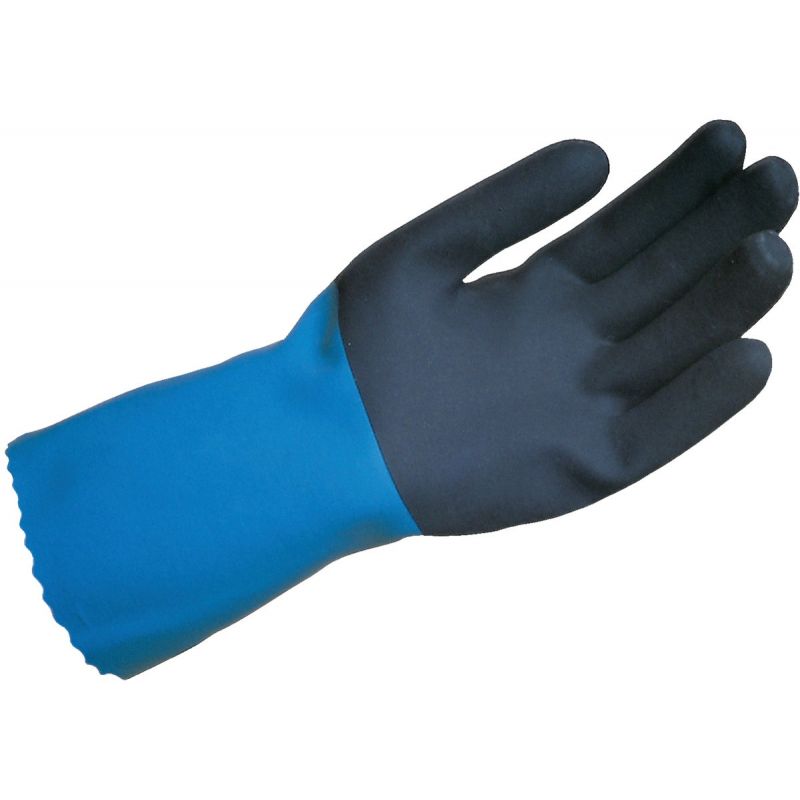 Spontex Bench-Mark Neoprene Latex Rubber Glove L, Blue