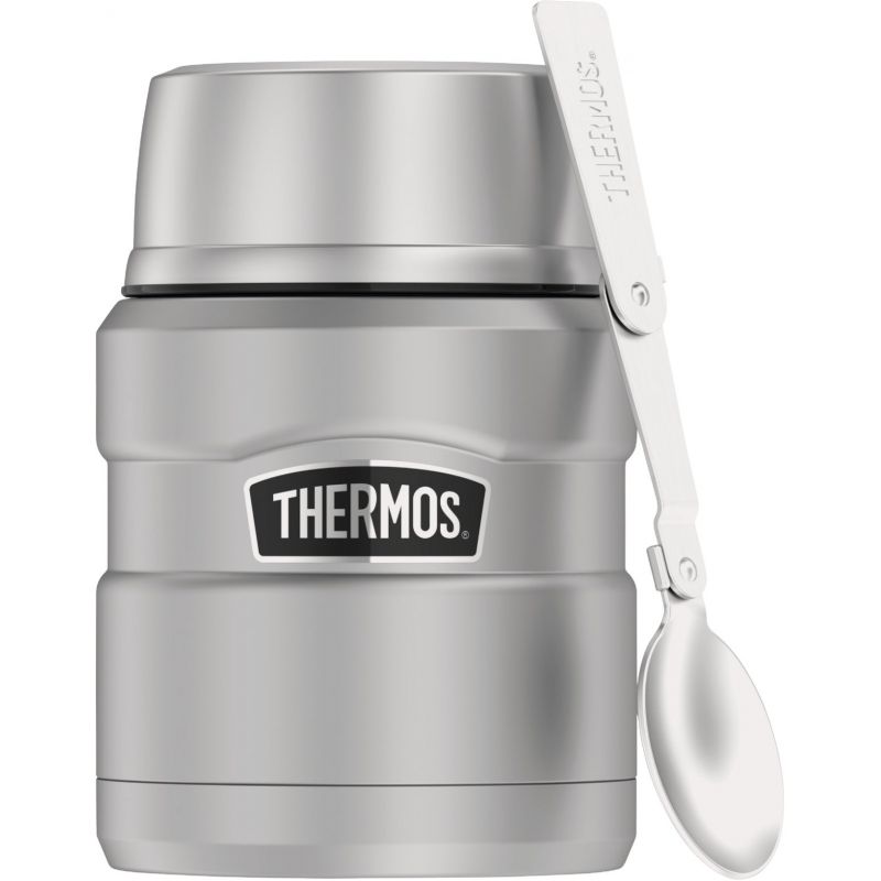 Thermos Stainless King Thermal Food Jar with Spoon 16 Oz., Stainless Steel