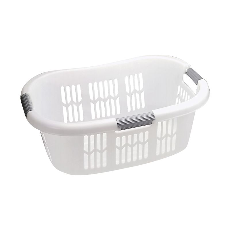 Rubbermaid Hip-Hugger FG299787WHT Laundry Basket, 1.5 bu Capacity, Plastic, White, 1-Compartment 1.5 Bu, White