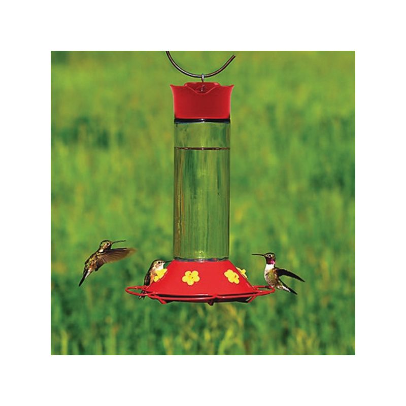 Perky-Pet 209B Bird Feeder, 30 oz, 6-Port/Perch, Glass/Plastic, Bright Red/Yellow, 8.3 in H Bright Red/Yellow