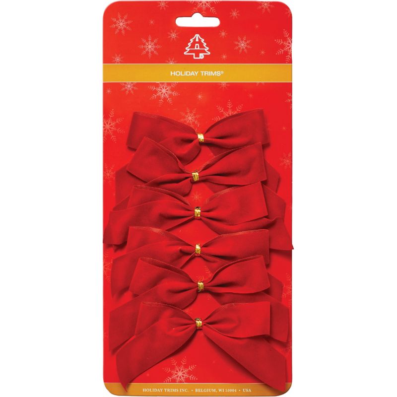 Holiday Trims 2-Loop Red Velvet Christmas Bow Red (Pack of 36)