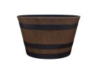 Southern Patio HDR-055440 Planter, 15.4 in H, 15.4 in W, 9.1 in D, Round, Whiskey Barrel Design, Plastic, Natural Oak Natural Oak