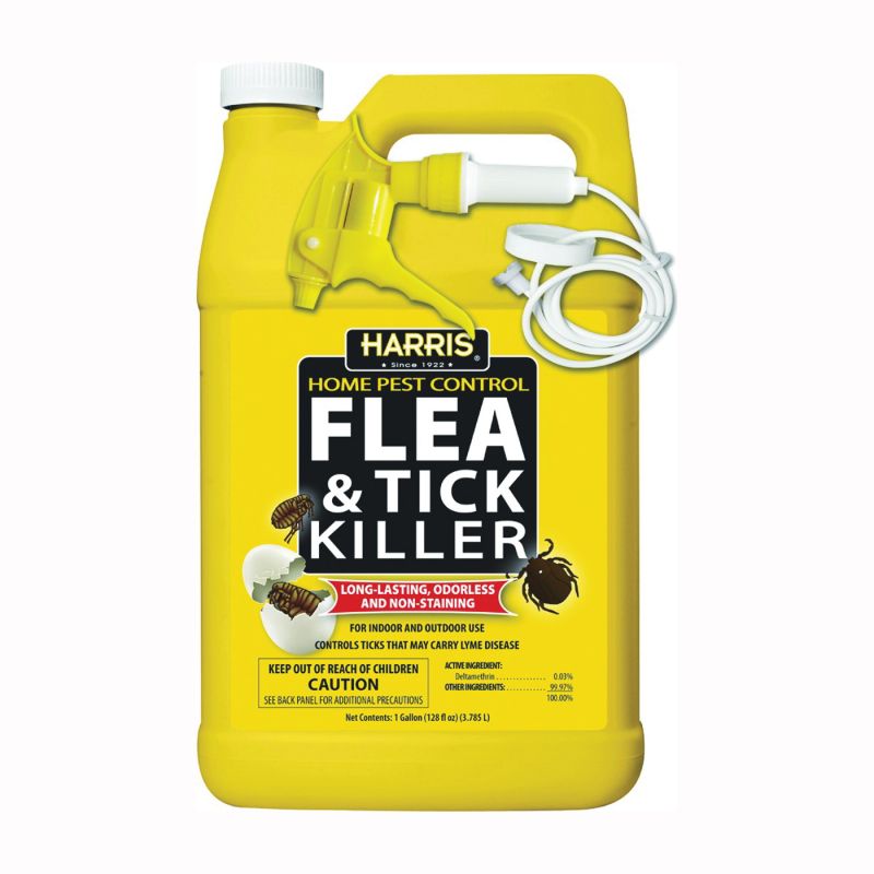 Harris HFT-128 Flea and Tick Killer, Liquid, Spray Application, 1 gal Clear