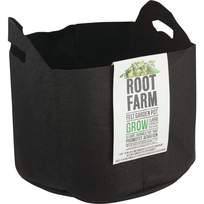 Root Farm Felt Garden Pot 10 Gal., Black