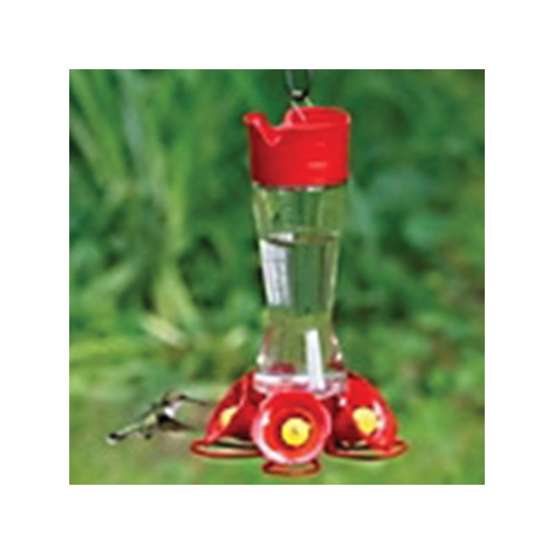 Perky-Pet 204CP-4 Bird Feeder, 5-Port/Perch, Glass, Red, 10-1/2 in H Red