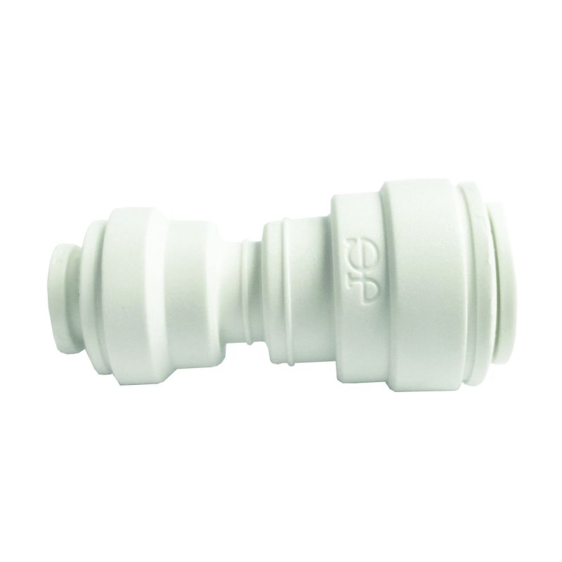 John Guest PP201208WP Reducing Pipe Union Connector, 3/8 x 1/4 in, Plastic/Polypropylene, 60 to 150 psi Pressure