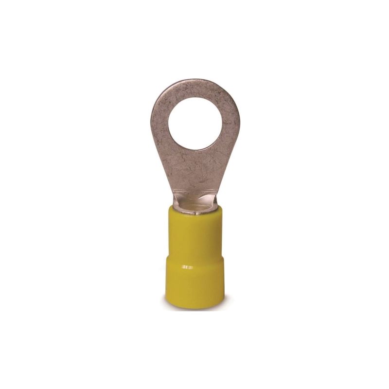 GB 10-106 Ring Terminal, 600 V, 12 to 10 AWG Wire, #8 to 10 Stud, Vinyl Insulation, Copper Contact, Yellow, 50/PK Yellow