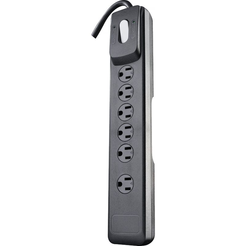 Woods Surge Protector Strip With Safety Overload Black, 15