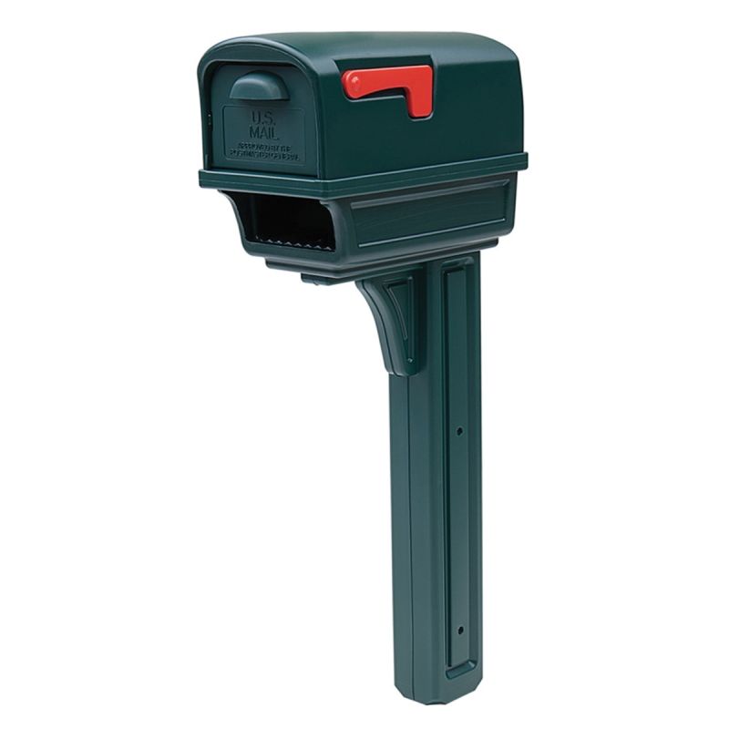Gibraltar Mailboxes Gentry GGC1G0000 Mailbox and Post Combo, 1000 cu-in Mailbox, Plastic Mailbox, 36.38 in H Post Green