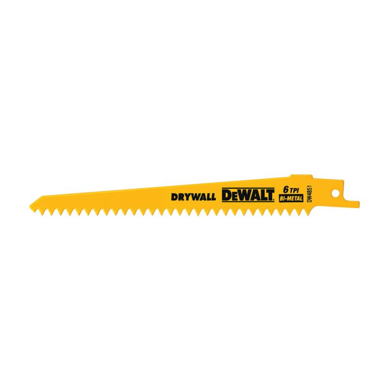 DeWALT DW4851 Reciprocating Saw Blade, 3/4 in W, 6 in L, 6 TPI Yellow