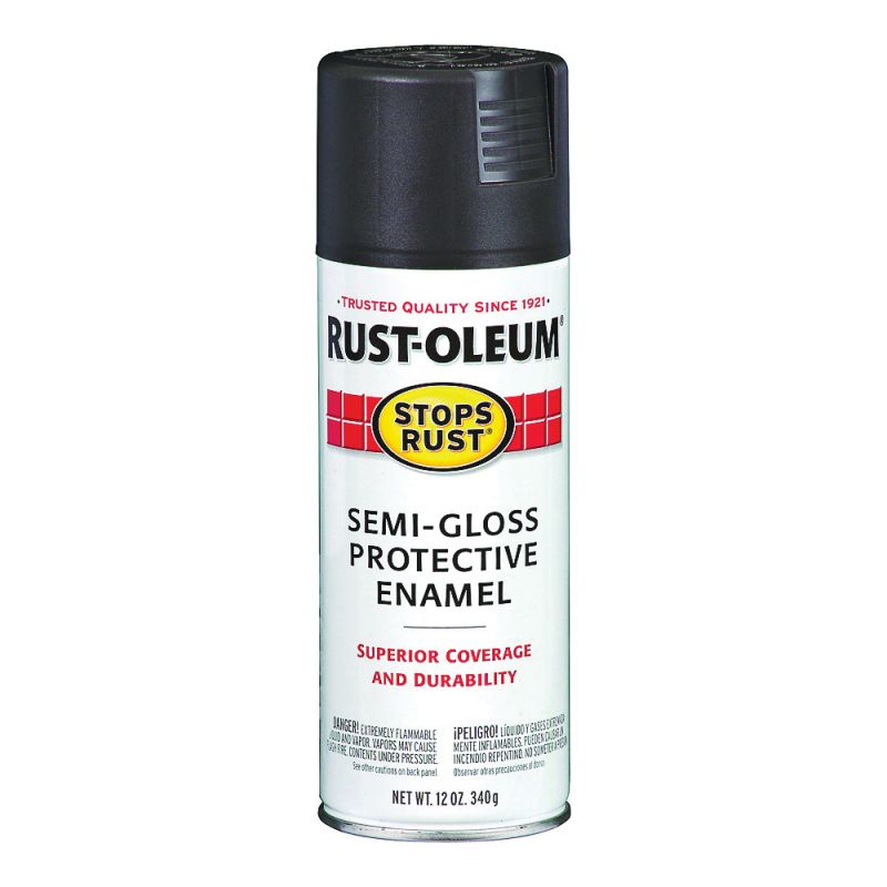 Rust-Oleum 7798830 Rust Preventative Spray Paint, Semi-Gloss, Black, 12 oz, Can Black
