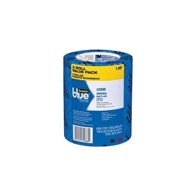 ScotchBlue 2090-48EVP Painter&#039;s Tape, 60 yd L, 1.88 in W, Crepe Paper Backing, Blue, 3/PK Blue