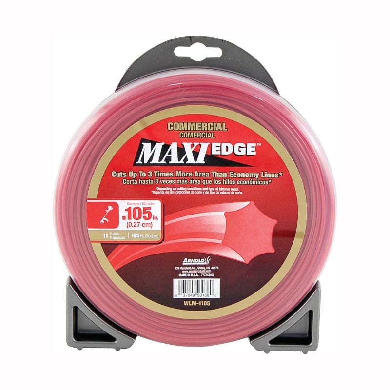 ARNOLD Maxi Edge WLM-1105 Trimmer Line, 0.105 in Dia, 165 ft L, Polymer, Red Red