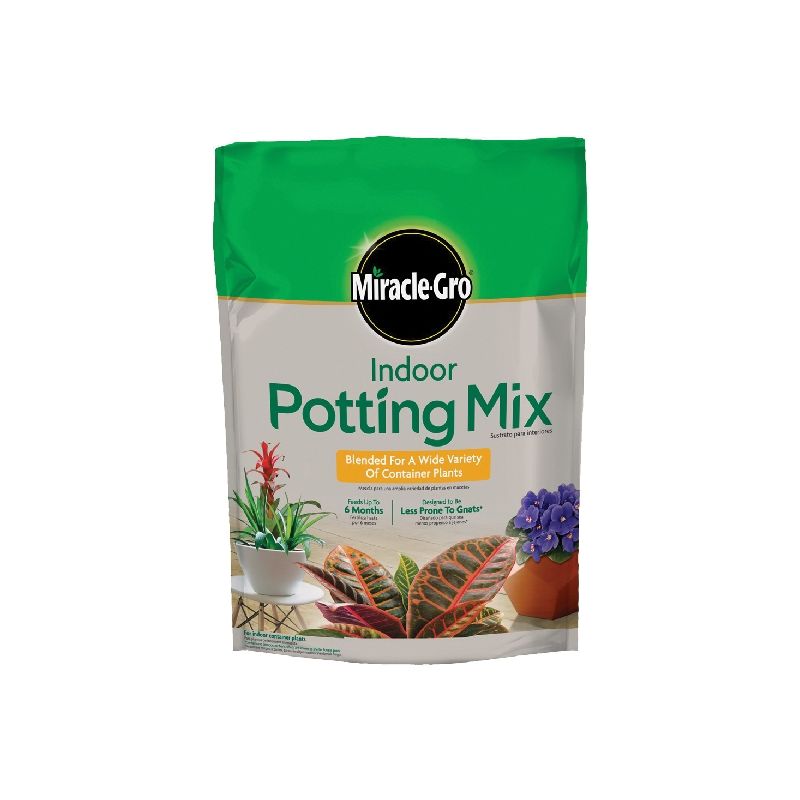 Miracle-Gro 72776430 Indoor Potting Soil Mix, 4 to 6 in Coverage Area, 6 qt