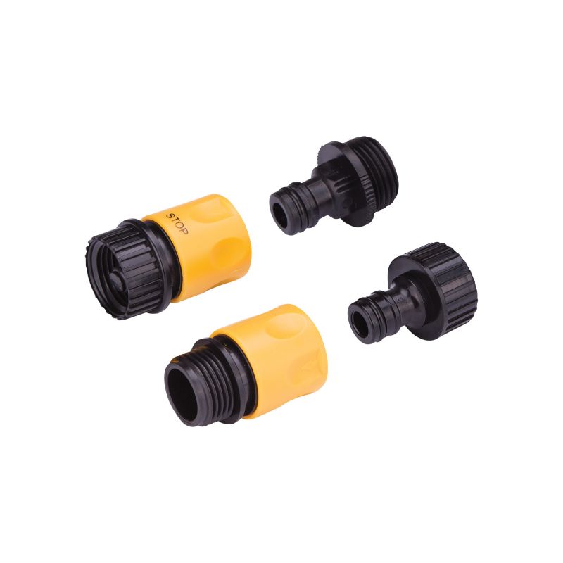 Landscapers Select GC520+GC540+GC522 Hose Connector Set, Male Thread and Female Thread, Plastic, Yellow and Black Yellow And Black
