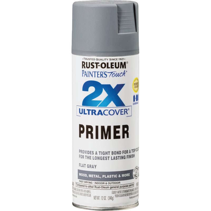 Rust-Oleum Painter&#039;s Touch 2X Ultra Cover All-Purpose Spray Primer Flat Gray, 12 Oz.