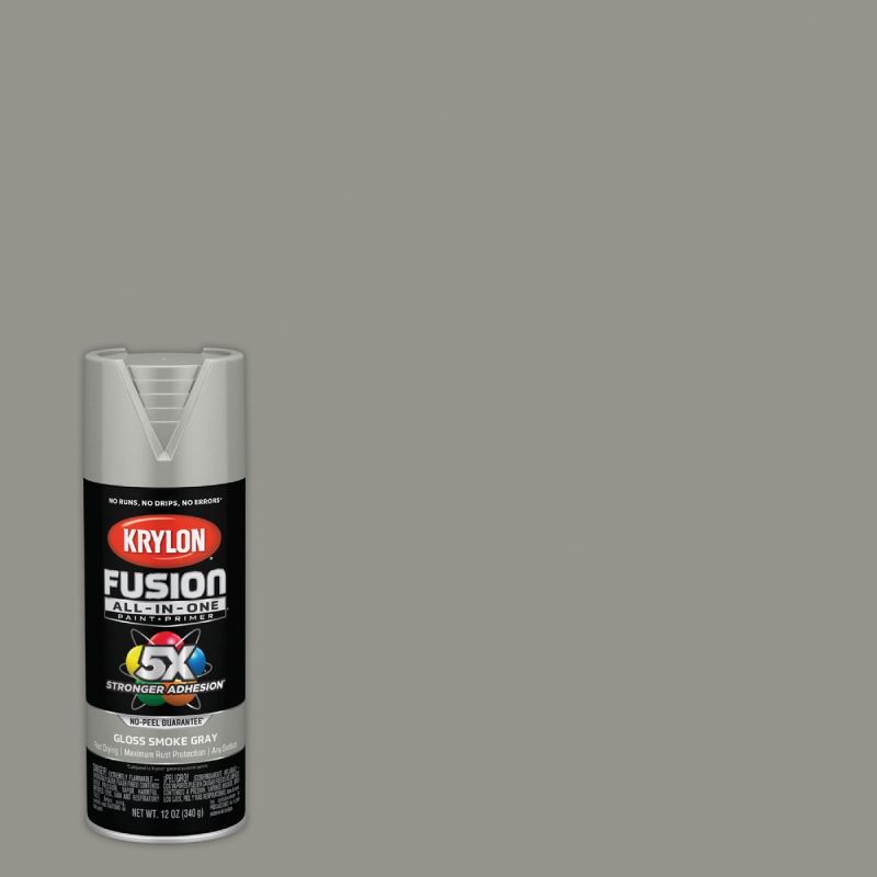 Krylon Fusion All-In-One Spray Paint &amp; Primer Smoke Gray, 12 Oz.