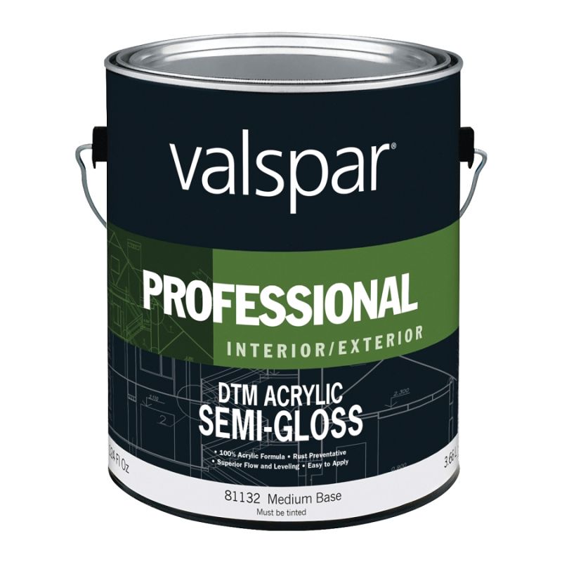 Valspar 045.0081132.007 DTM Acrylic Enamel Paint, Semi-Gloss Sheen, 1 gal, Pail, 300 to 400 sq-ft/gal Coverage Area