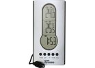 Temp Minder Wired Indoor and Outdoor Thermometer with Clock Silver/Black