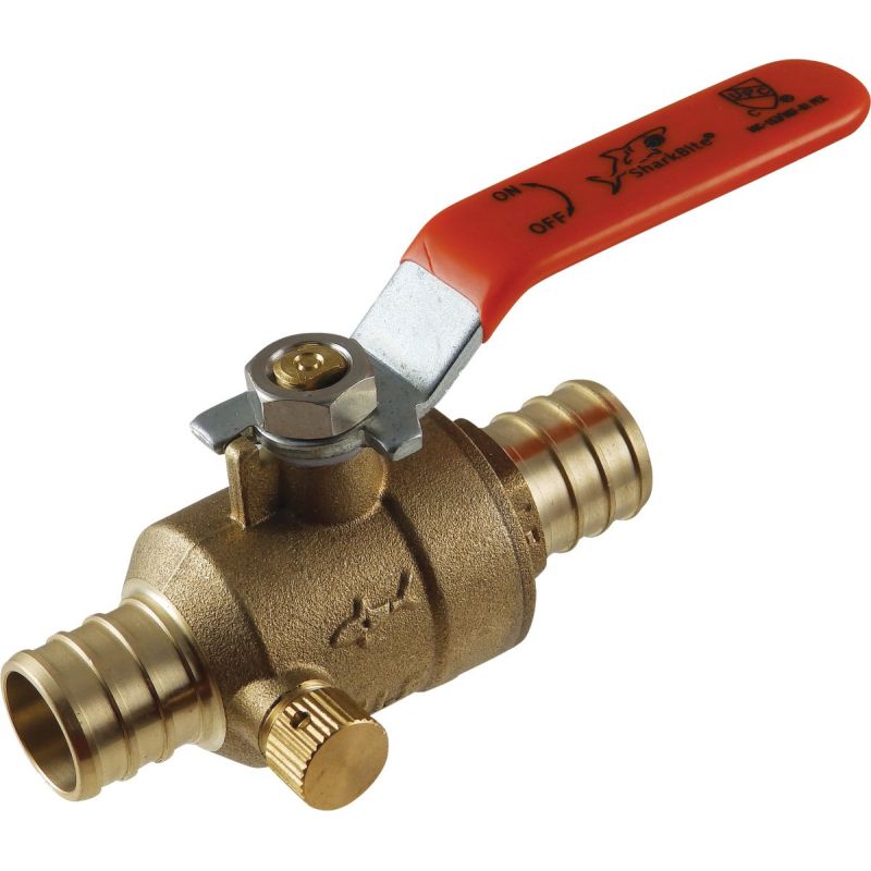 SharkBite Brass Barb Ball Valve With Drain 3/4 In. CF X 3/4 In. CF