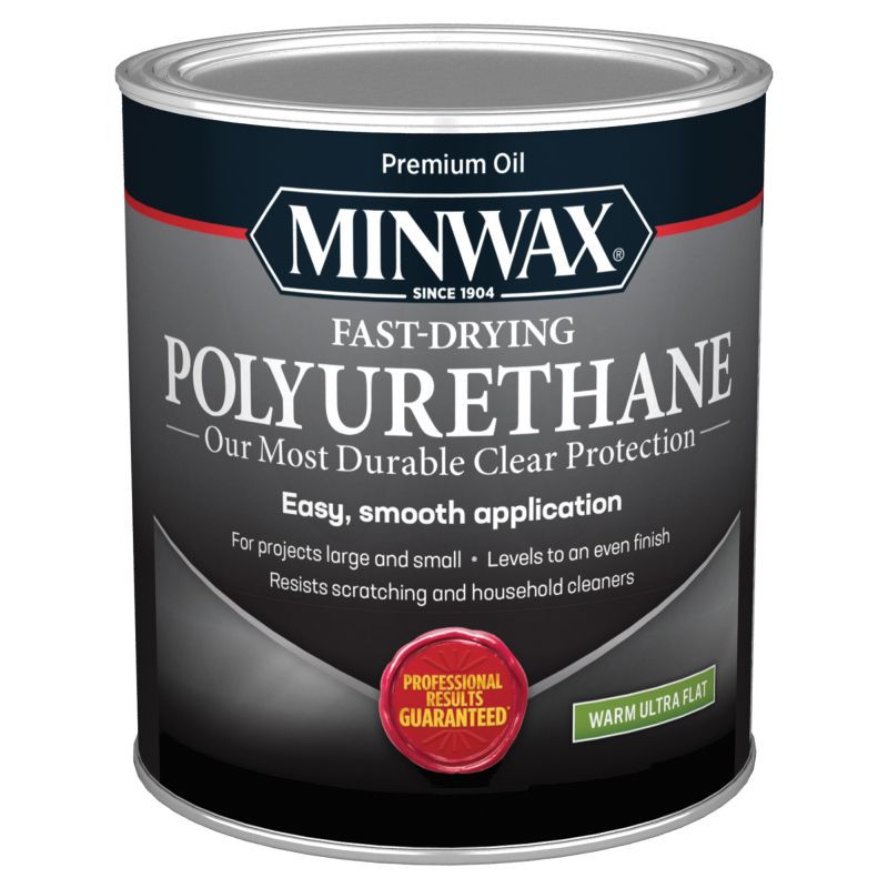 Minwax 630154444 Fast-Drying Polyurethane, Ultra Flat, Clear, 1 qt Clear