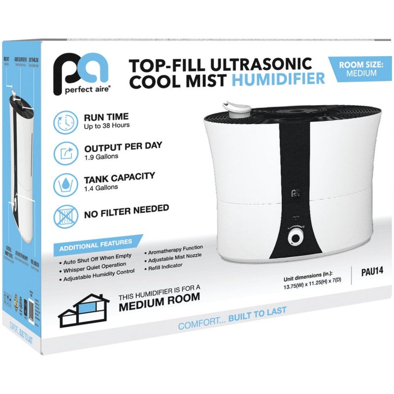 Perfect Aire Ultrasonic Cool Mist Humidifier White