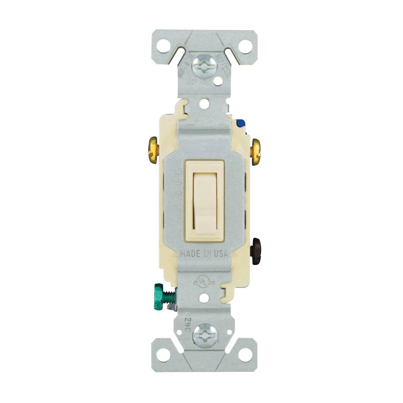Eaton Wiring Devices 1303-7LA Toggle Switch, 15 A, 120 V, Polycarbonate Housing Material, Light Almond Light Almond